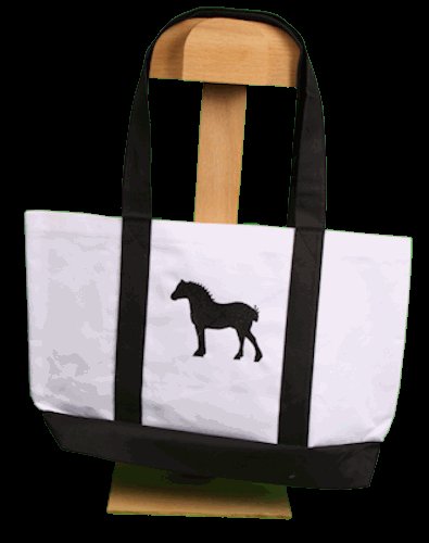 Canvas Bag Embroidered Percheron Silhouette Beach Tote