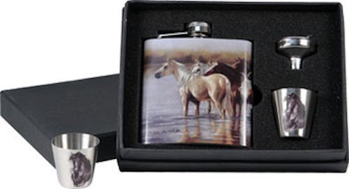 Horse Flask / Shot Glass Gift Pack