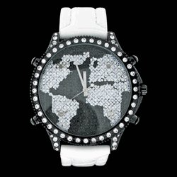 5 Time Zone World Map Black & Clear