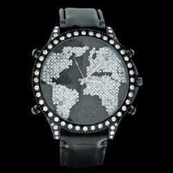 5 Time Zone World Map Black & Clear