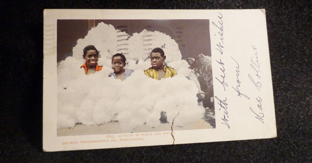Vintage Black Americana ( RPPC) A Study in Black and White Used Detroit