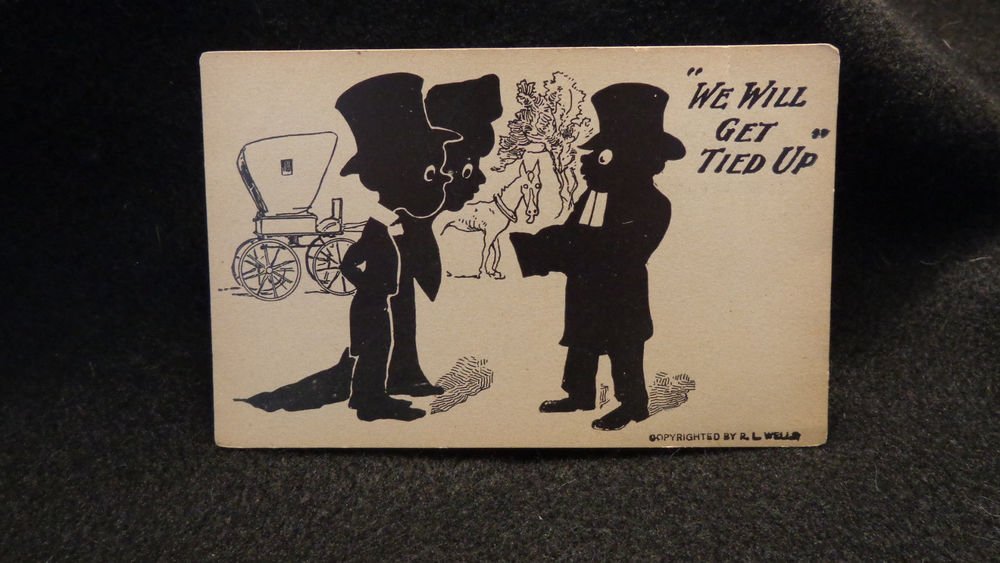 Vintage Black Americana "We Will Get Tied Up" Comic Postcard R. L. Well US