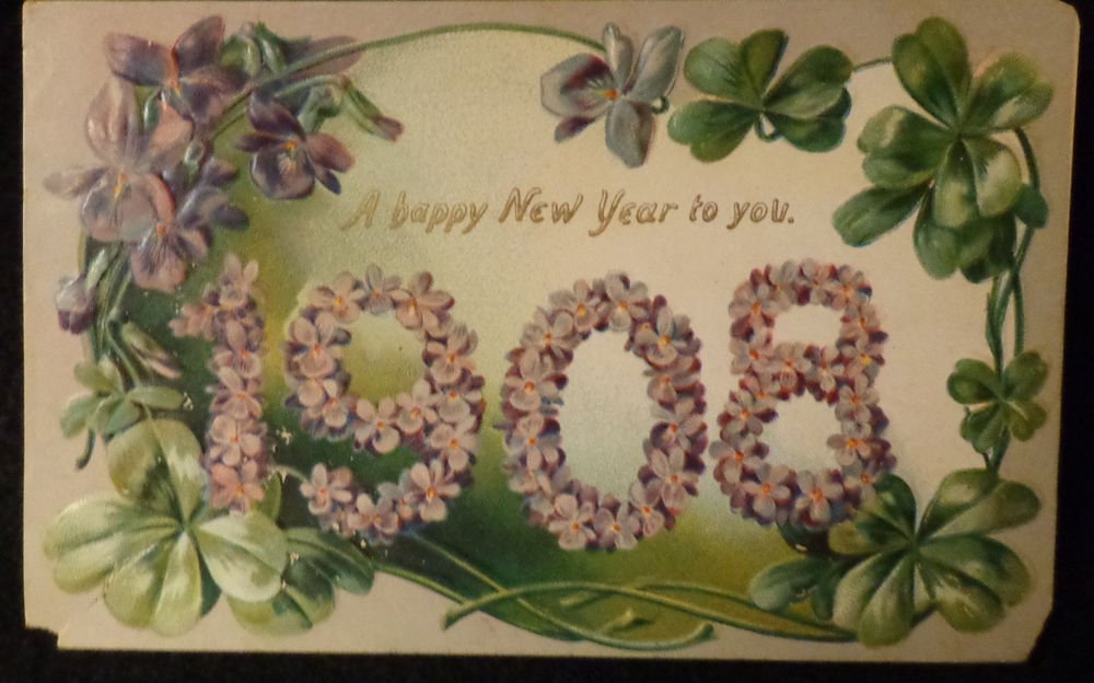 Vintage Happy New Year Post Card Embossed by Raphael Tuck Used
