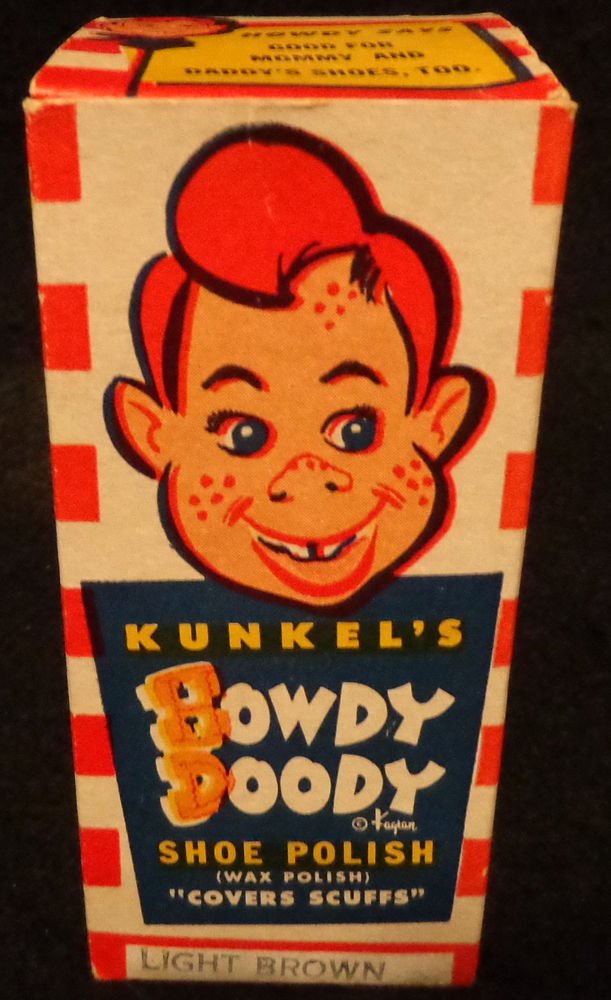 Vintage Kunkel's Howdy Doody Shoe Polish w/ Original Box & Bottle 1950s