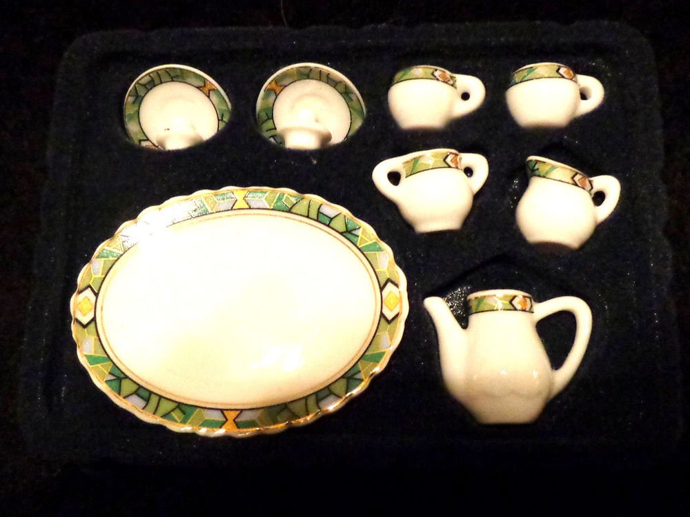Doll House Miniature Tea Set and Miniature 2 Bowls Both in Original Boxes