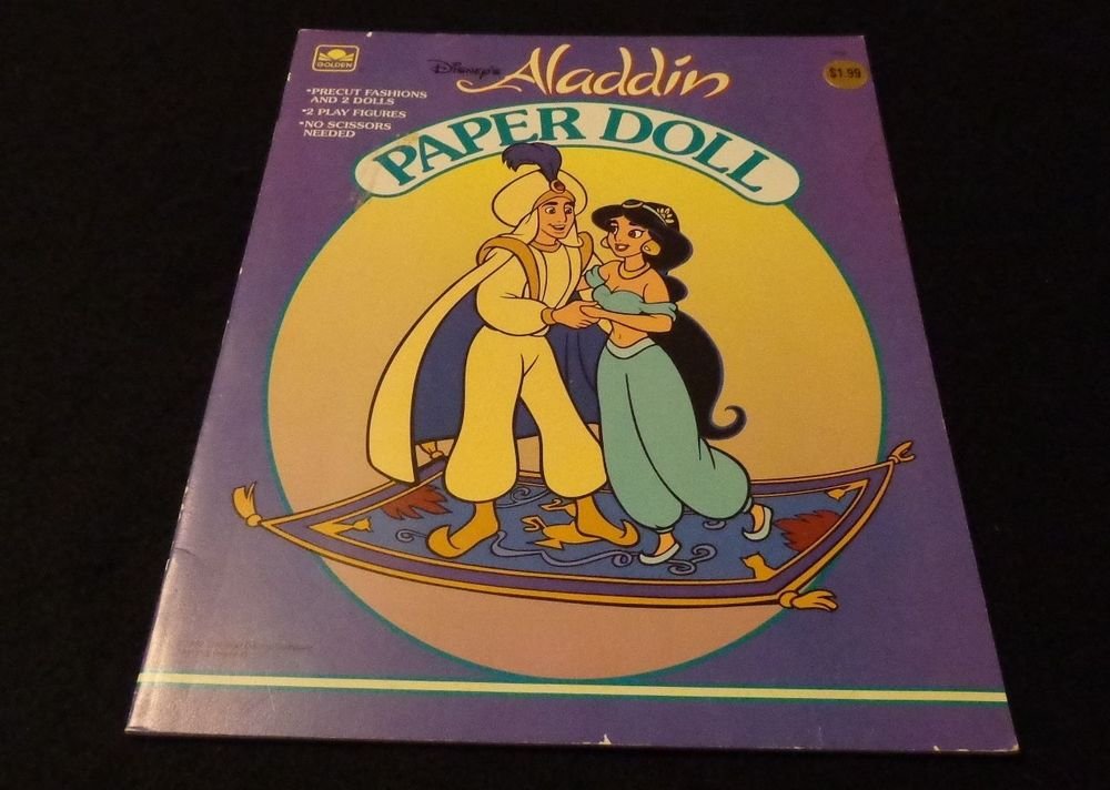 Uncut Disney's Aladdin Paper Dolls Published by Disney Company in 1992