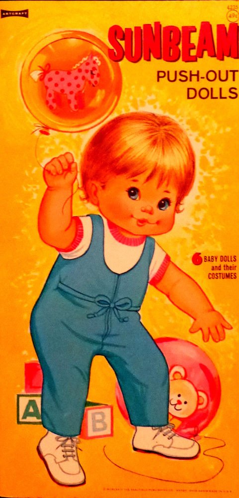 Vintage Saalfield Uncut Paper Dolls "Sunbeam" Push-Out Dolls 1974 6 Baby Dolls
