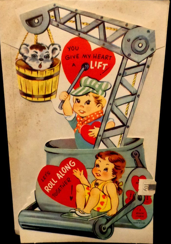 Vintage Large Valentine Has Moving Parts In Good Condition