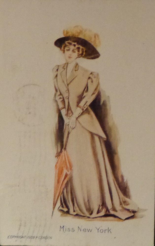 Vintage Postcard "Miss New York" 1908 P. Gordon Used Divided Back