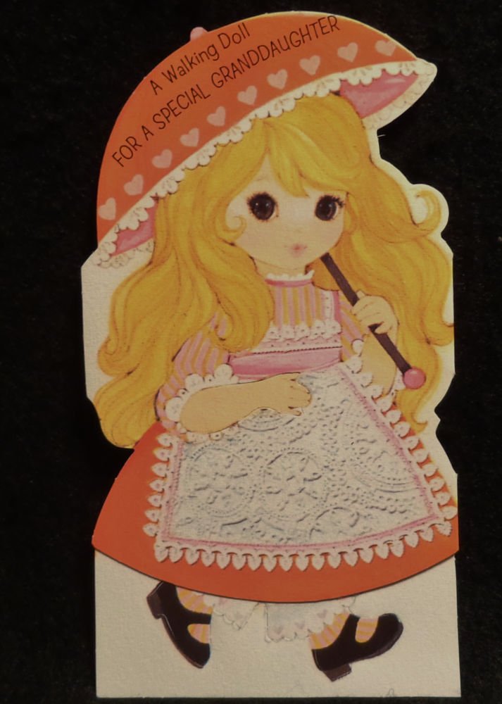 Valentine Card for Granddaughter "A Walking Doll" Almost Mint Uncut 1971