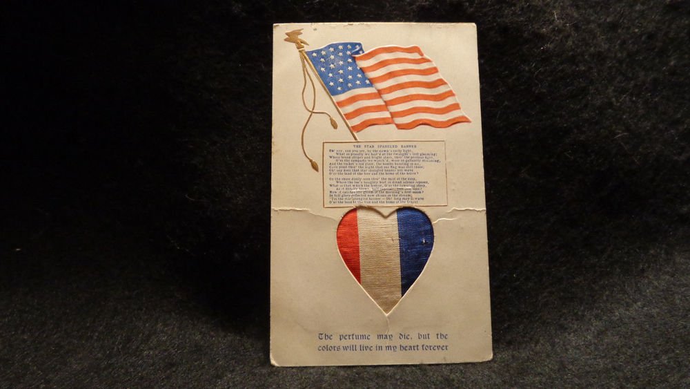 Vintage Postcard "The Star Spangled Banner" Used, Undivided, Has Flag and Heart