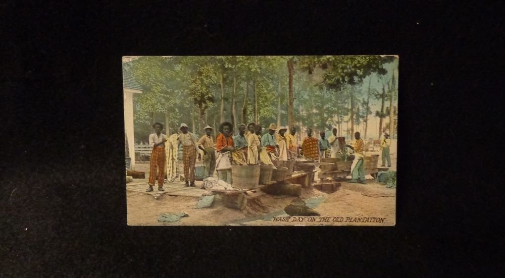 Black Americana Postcard "Wash Day on the Old Plantation" Postmarked 1912
