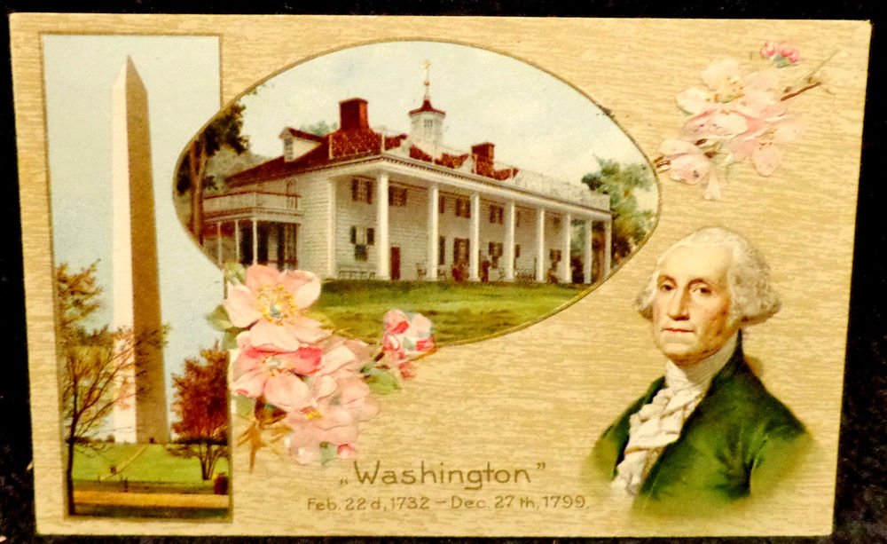 Vintage George Washington Birthday Postcard Divided Back Not Used Embossed
