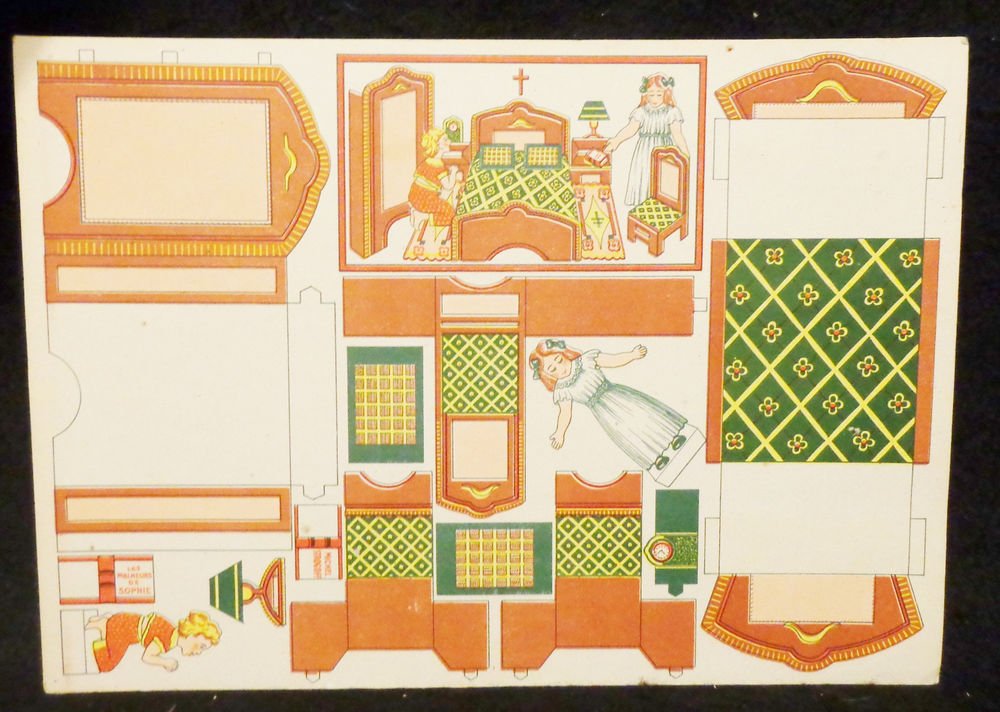 Vintage Cut-Outs w/ Paper Dolls & Room Directions Written in French All UNCUT