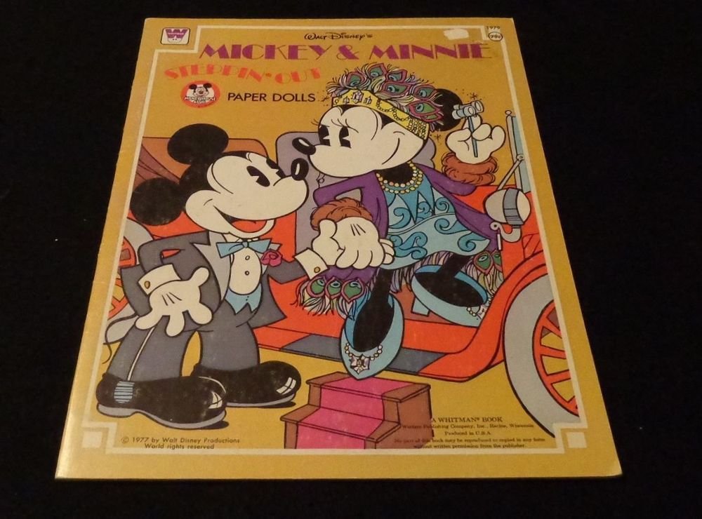 Uncut Walt Disney's Mickey & Minnie Steppin' Out Paper Dolls Whitman Co. 1977