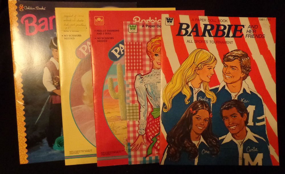 Uncut Barbie Paper Dolls 5 Paper Doll Books in Lot All Are Almost Mint Uncut