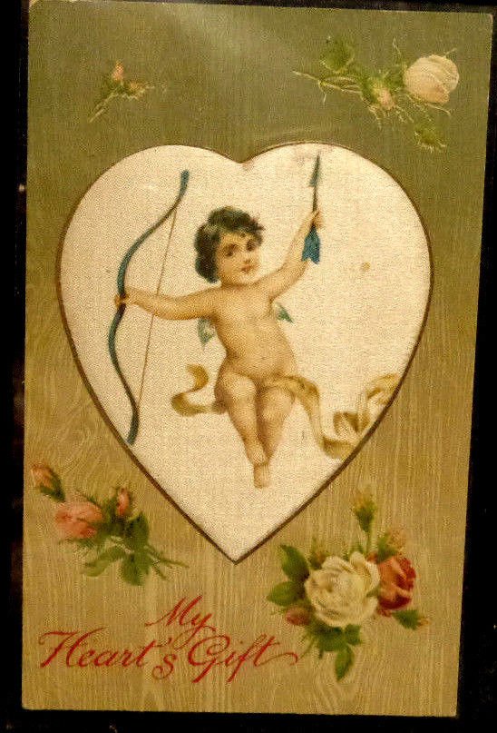 Vintage Valentine Postcard Divided Back Postally Unused Embossed Design