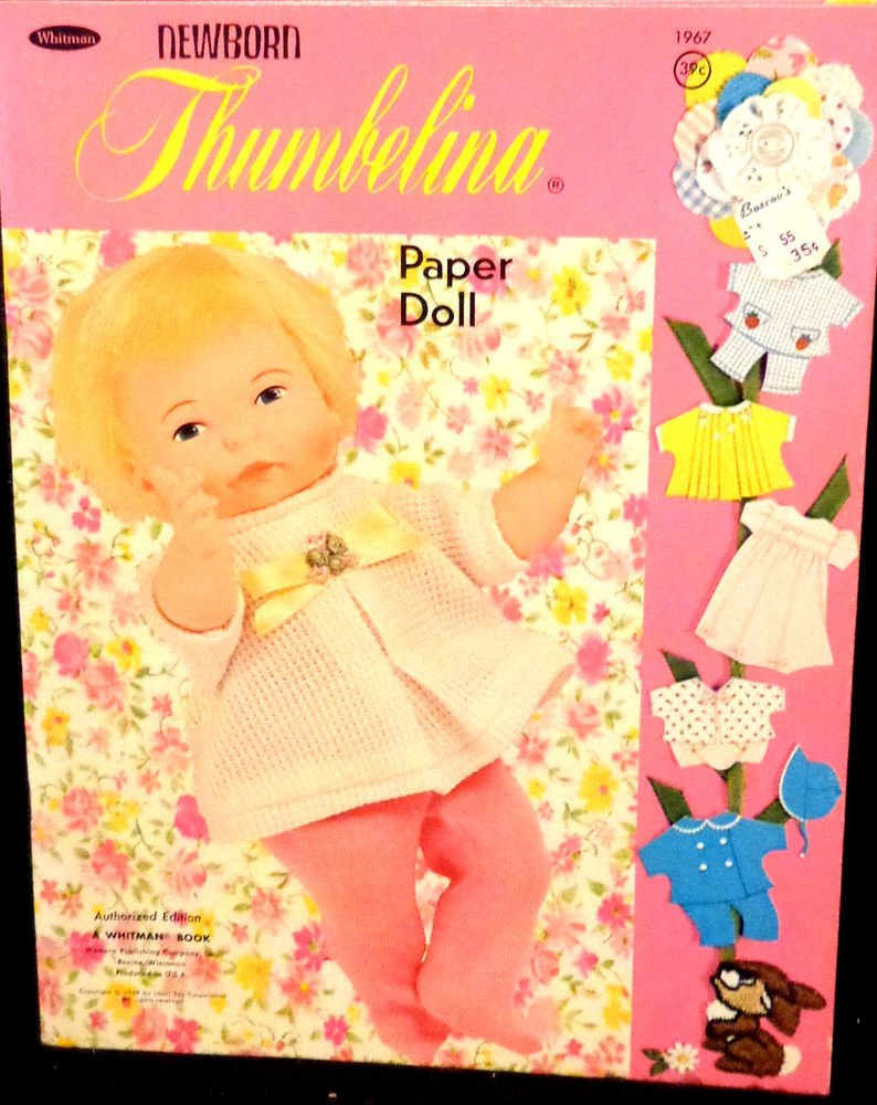 Vintage Newborn Thumbelina Paper Dolls Uncut Whitman 1969 Almost Mint