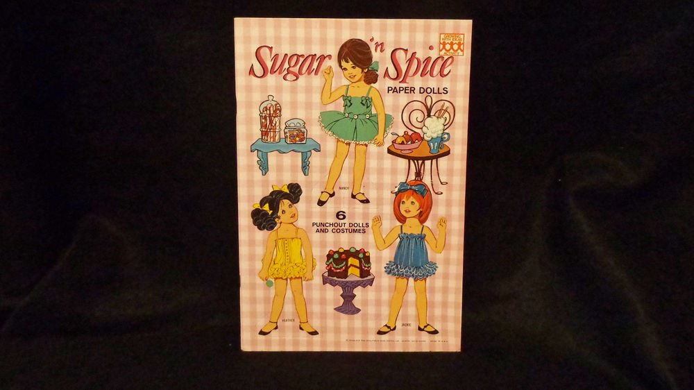 Vintage Uncut Saalfield Paper Dolls "Sugar 'n Spice" 1969 6 Dolls Almost Mint