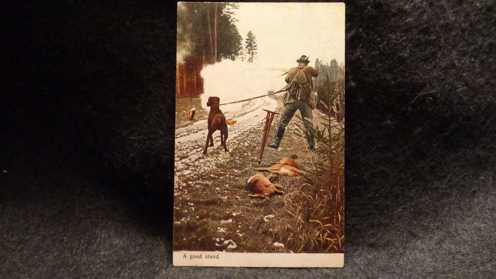 Vintage Real Photo Postcard "A Good Stand". Shooting Scene Unused Undivided