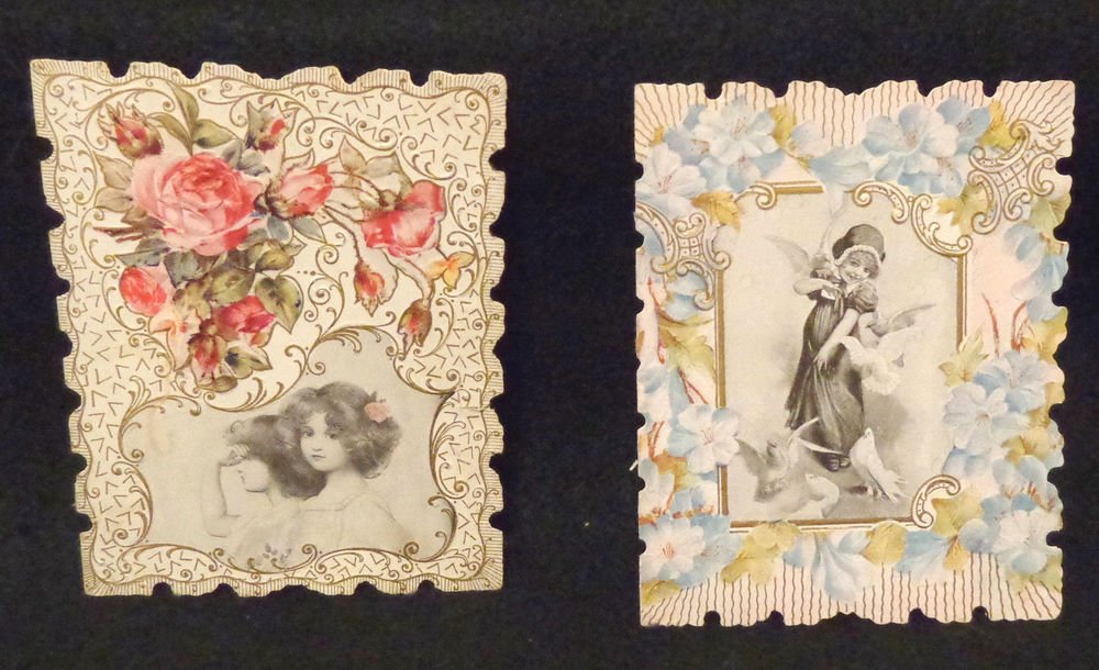 Victorian Greeting Cards or Tea Cards 1906 Two in Lot Embossed, Die Cut,