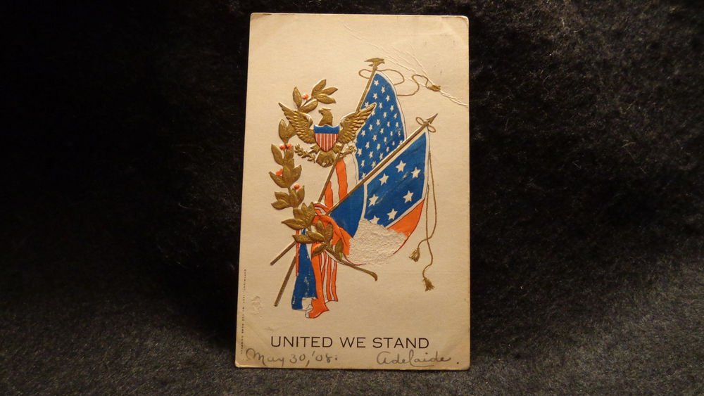 Vintage Postcard "United We Stand" Used 1907 The Rose Company Embossed