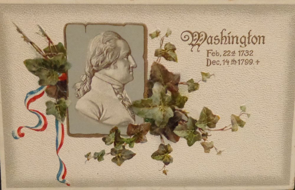 Vintage George Washington Birthday Postcard Embossed Unused Divided Back