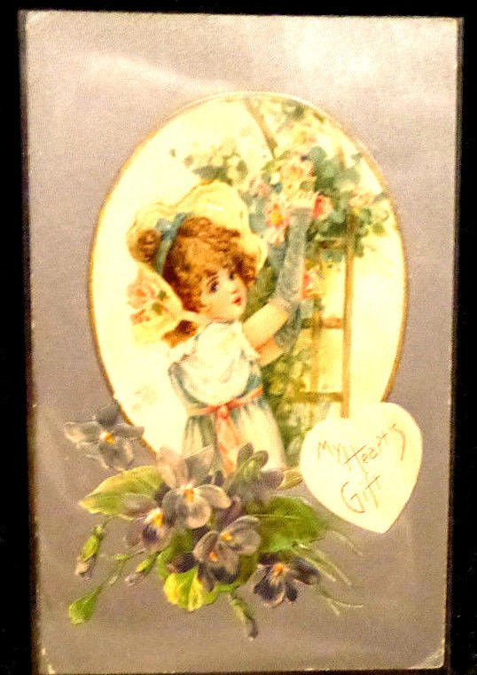 Vintage Valentine Postcard Used Divided Back Flowers Embossed 1907-1915