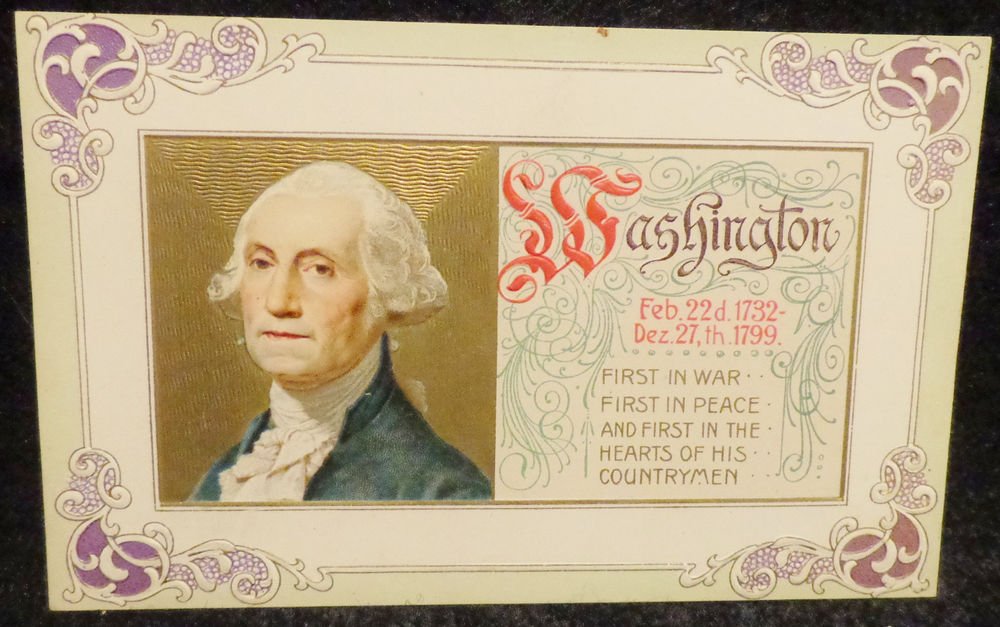 Vintage George Washington Birthday Postcard Embossed Not Used Divided Back