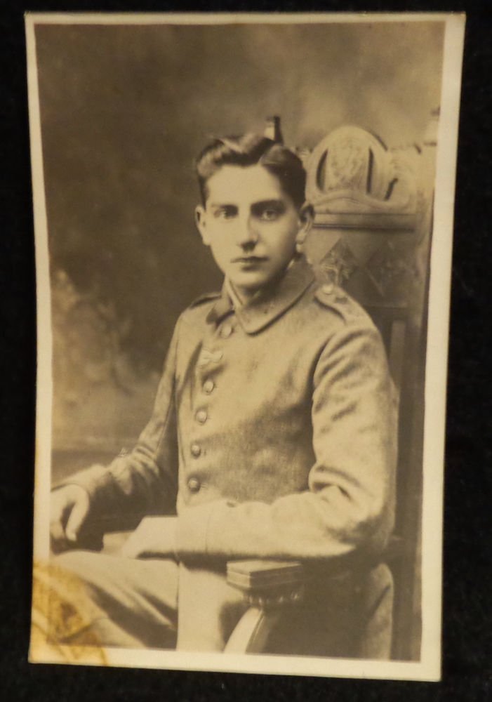 World War I Real People Postcard Young German Soldier in Uniform Unused Divded