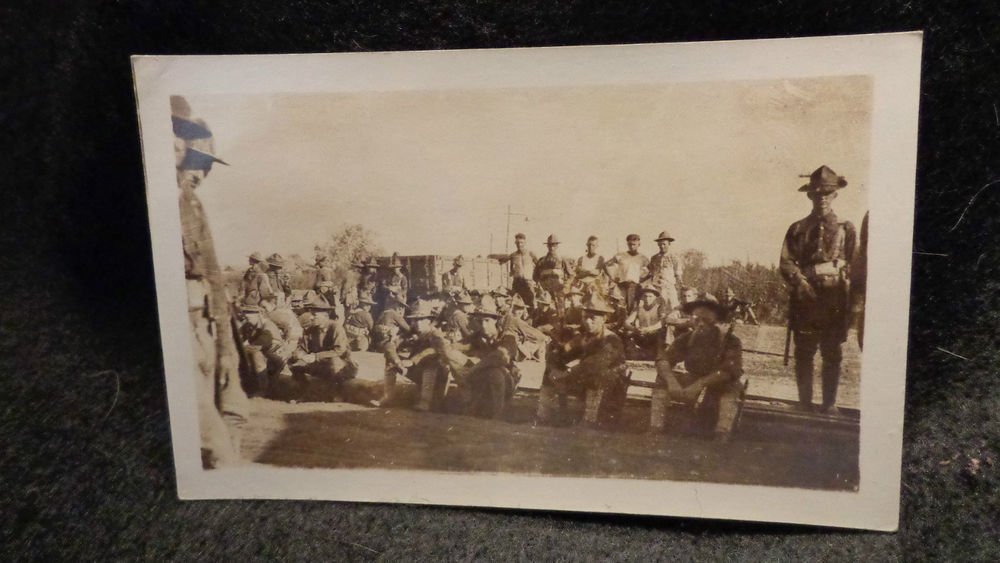 Real Photo Postcard of Military Mexican Border War or WWI Sepia Unposted