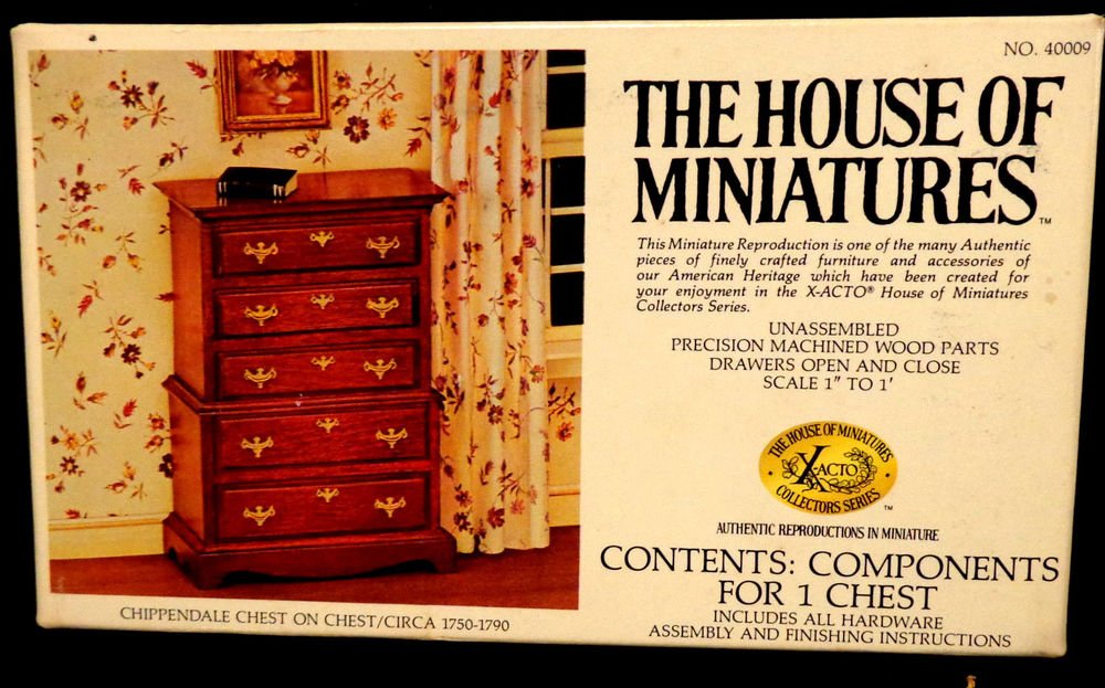 House of Miniatures No. 40009 Chippendale Chest on Chest Original Box Unassemble