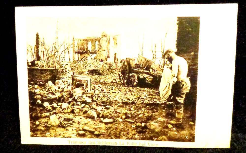 World War I Miltary Real People Postcard German Soldier After Battle Unused