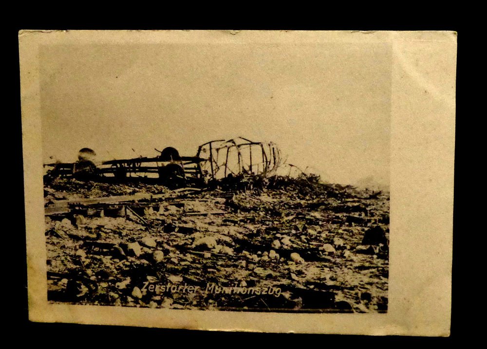 World War I Real People Postcard Wrecked Biplane Unused Divided Back