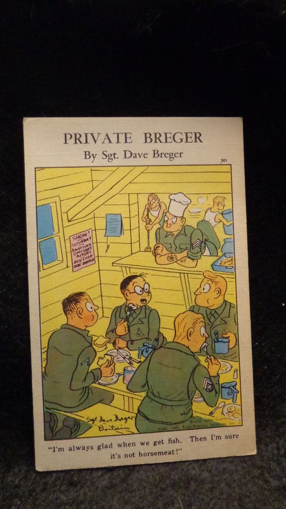 World War II Lithograph Private Breger Signed by Sgt. Dave Breger #301 Unused