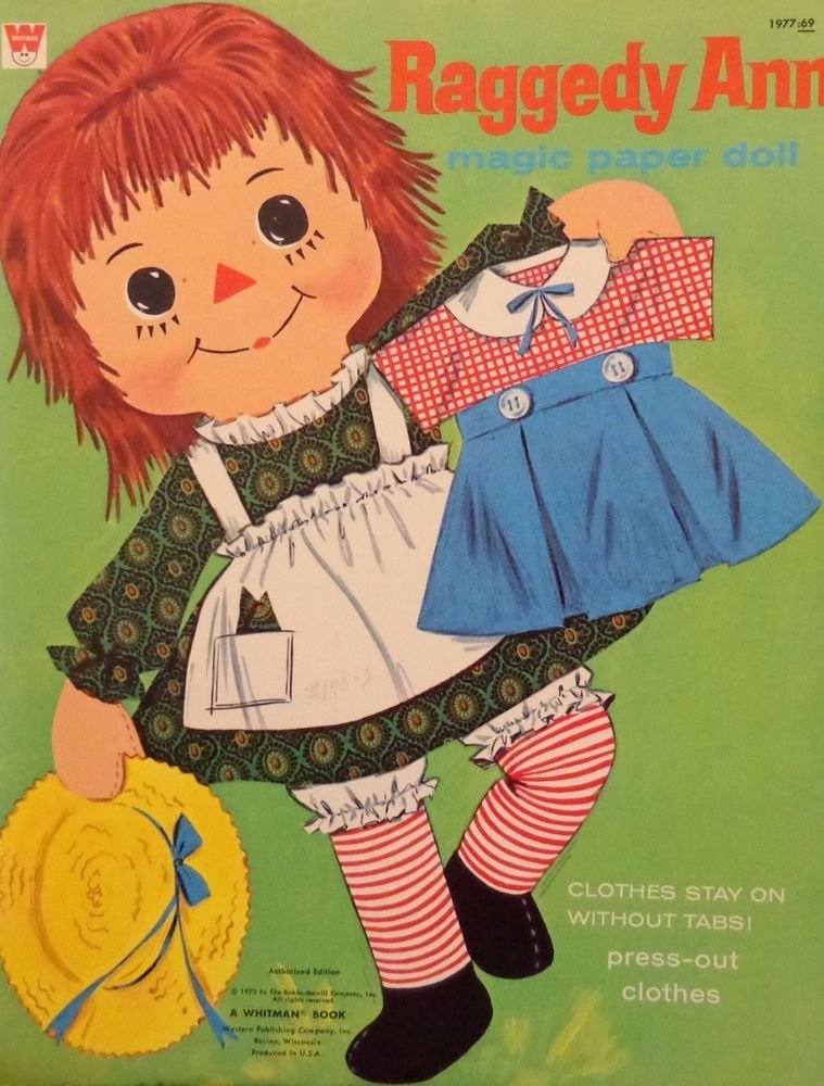 1970 Whitman Raggedy Ann Magic Press-Out Paper Dolls 50+ pieces Used Uncut