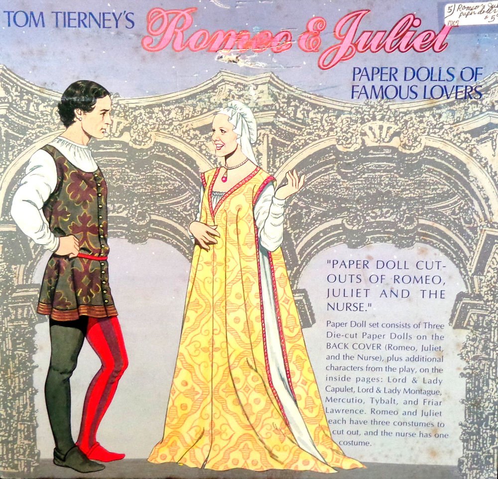 Romeo & Juliet Paper Dolls of Famous Lovers Tom Tierney 1995 Uncut Die Cut