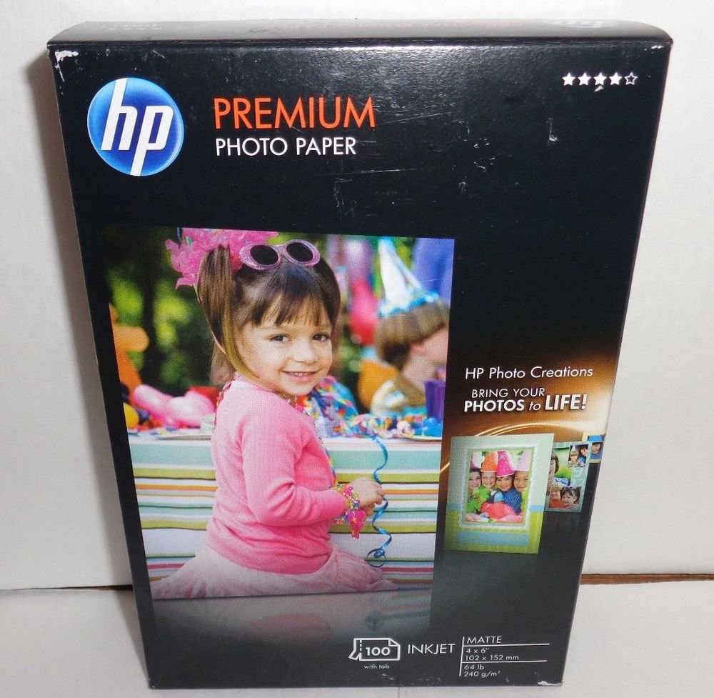 Premium photo paper by HP/compatible with all inkjet printers/4 X 6