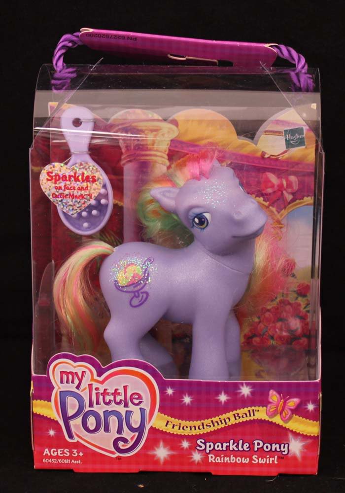 G3-MLP My Little Pony Friendship Ball Sparkle Pony Rainbow Swirl