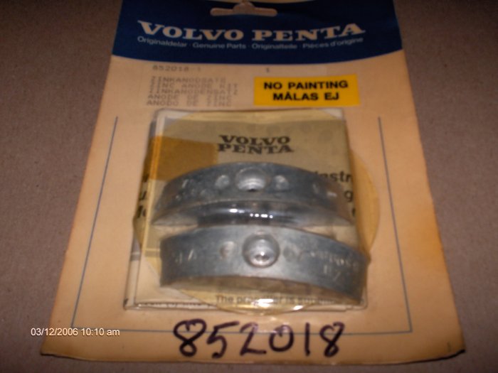 vovo penta FOLDING PROPELLER anode zinc KIT # 852018 NEW SEALED