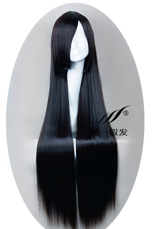 Puella Magi Madoka Magica Akemi Homura black 100cm Cosplay wig+free shipping+Free Wig Cap