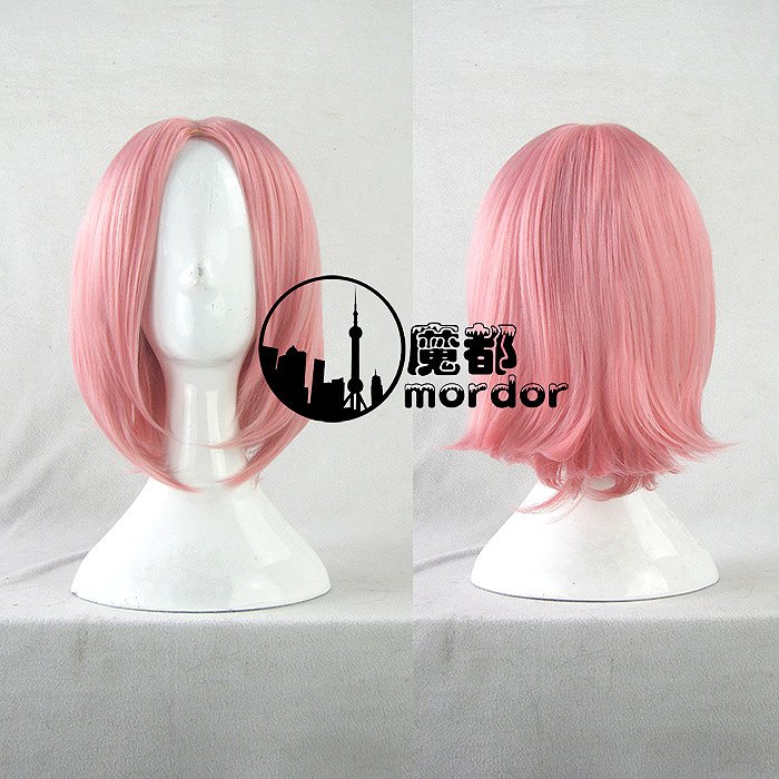 Naruto Haruno Sakura pink Cosplay wig+free shipping+Free Wig Cap