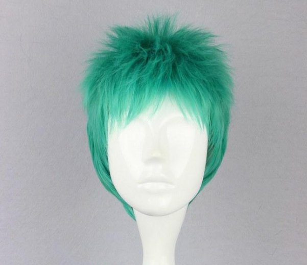 One Piece Roronoa Zoro blue green mix Cosplay wig+free shipping+Free Wig Cap