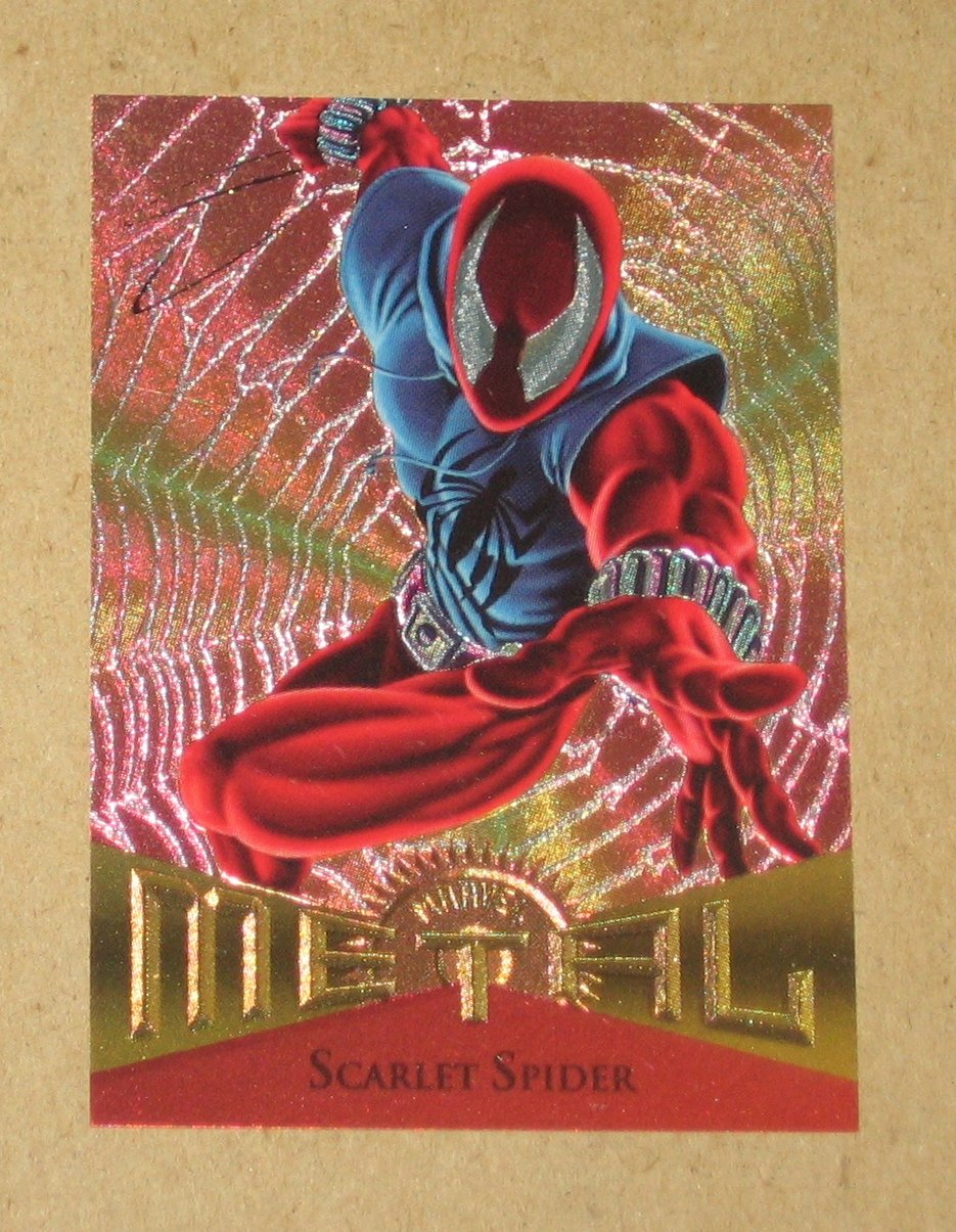 Marvel Metal (Fleer 1995) Card 75 Scarlet Spider EXMT
