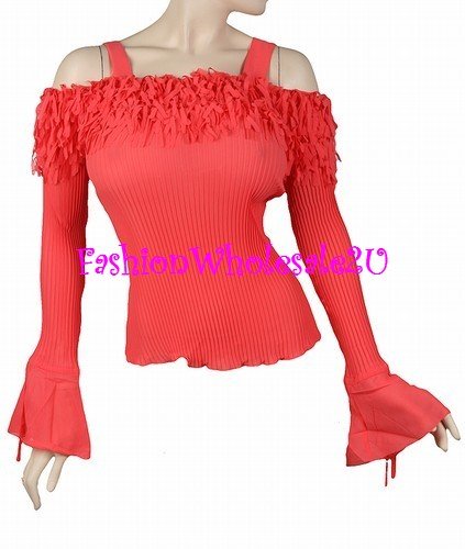 AS Ruffle Off- the-Shoulder Ribbed Top Wholesale (6 Pack)
