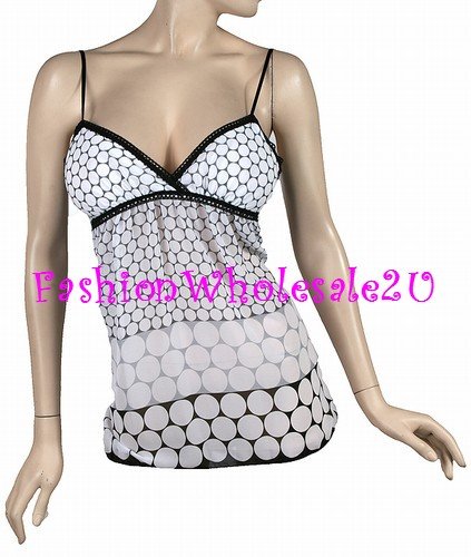 AS Black/White Polka Dot Tank Top Wholesale (5 Pack)