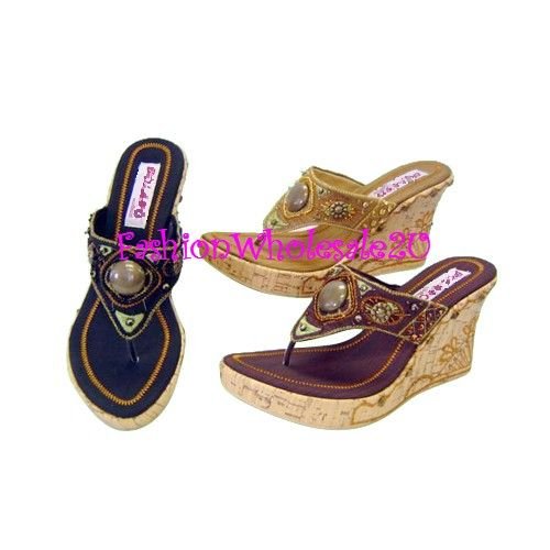 B Gypsy Wedge Womens Shoes Wholesale (18 Pair) - BLACK