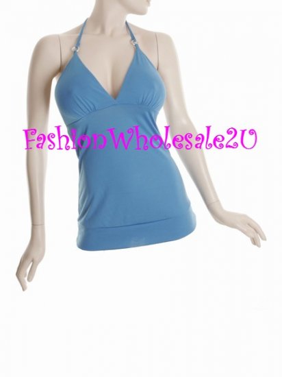 WS Blue Pink V-Neck Halter Top Wholesale (6 Pack)