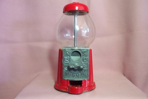 GUMBALL MACHINE Countertop, Red Metal & Glass, Penny or Nickel