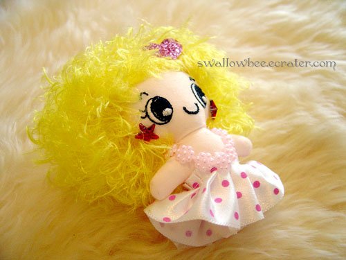 Yellow Cutie Doll Cell Phone Strap